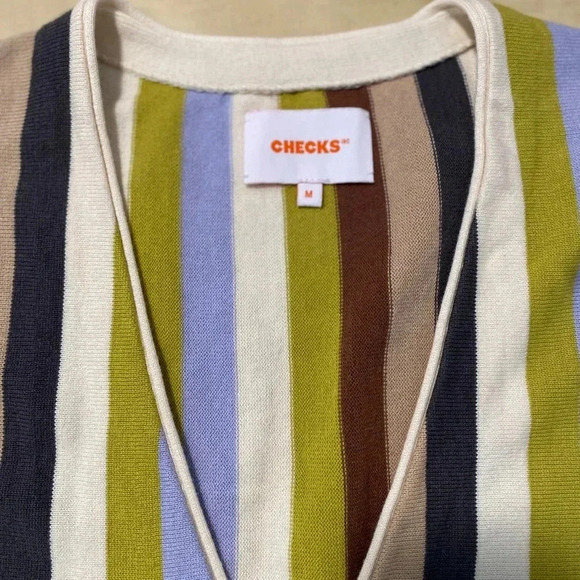 Checks Men’s Downtown Multi Stripe Button Down Cardigan Medium M Grandpa Retro - Picture 6 of 12